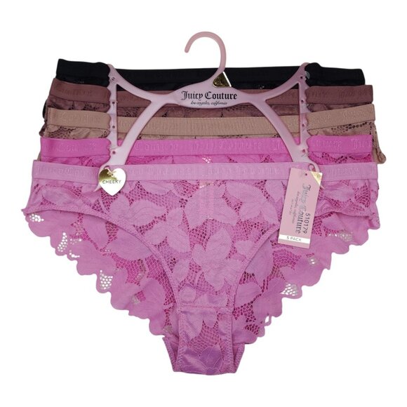 Juicy Couture Intimates Lace Cheeky Panties Large 5 Pack Nylon/Spandex - Picture 1 of 13